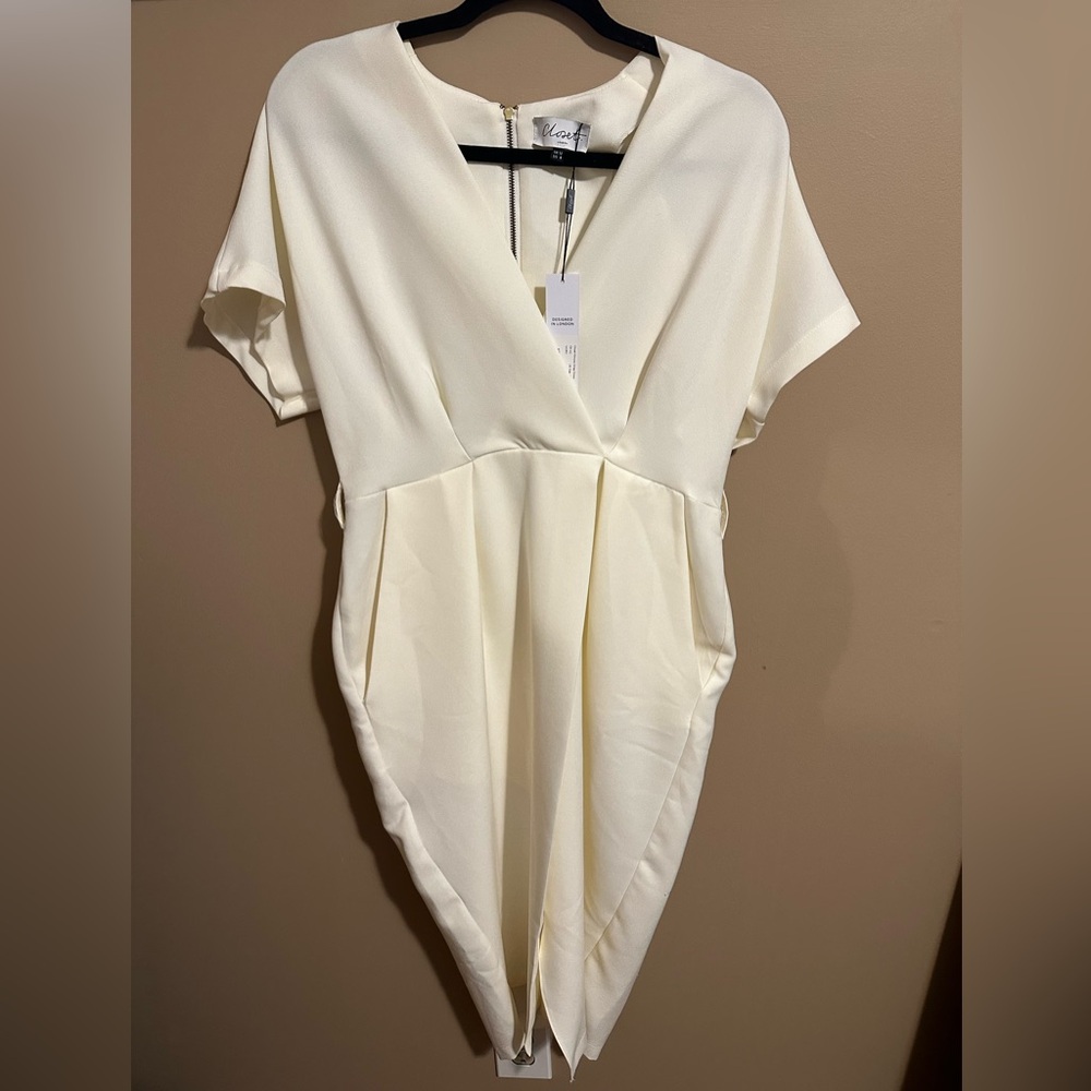 Elegant Cream Wrap Dress